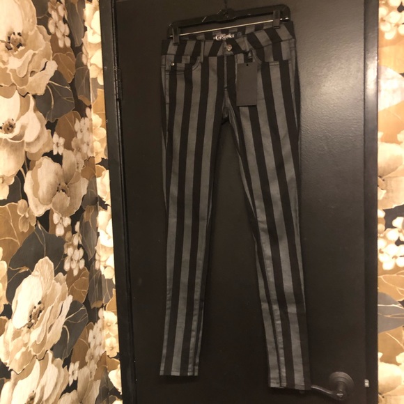 Lip Service Denim - lip service black striped skinny jeans